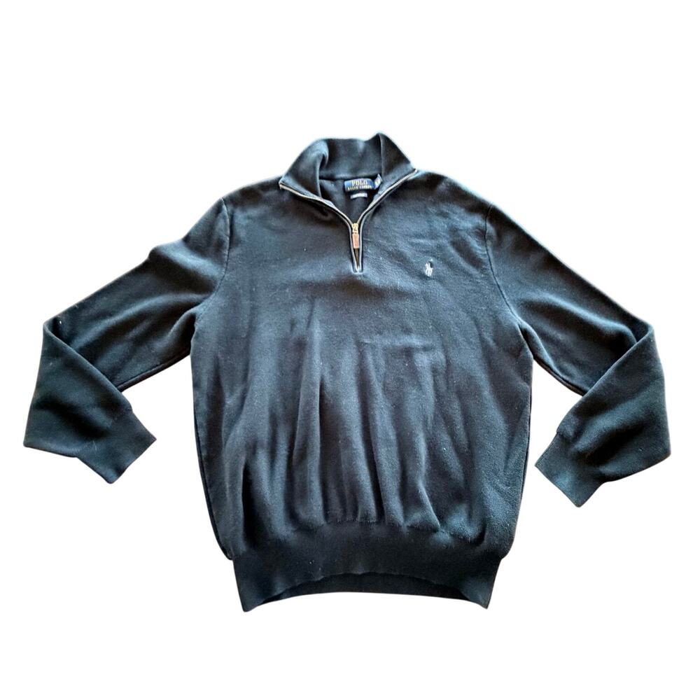 Polo Ralph Lauren Men’s Double-Knit Mockneck 1/4 Zip Sweater Black X-Large
